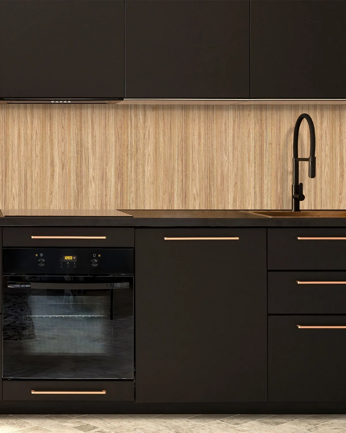 Crédence de cuisine "Bois Doré", résistante à la chaleur et facile d'entretien, signé ID Panneaux