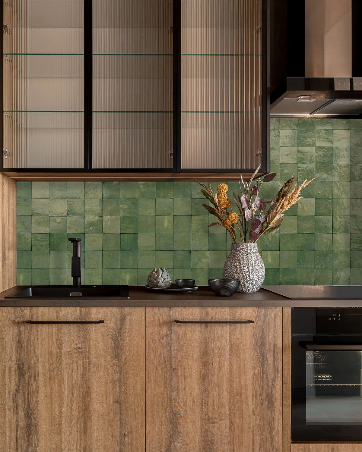 Crédence de cuisine "Zellige Vert", résistante à la chaleur et facile d'entretien, signé ID Panneaux